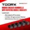 Toorx Rubber Encased Dumbbells With Rotating Handle Absolute - enoročne uteži z gumirano prevleko in vrtljivim ročajem